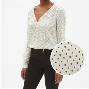 Gap Split Neck Star Top Boho Blouse NEW W/TAGS